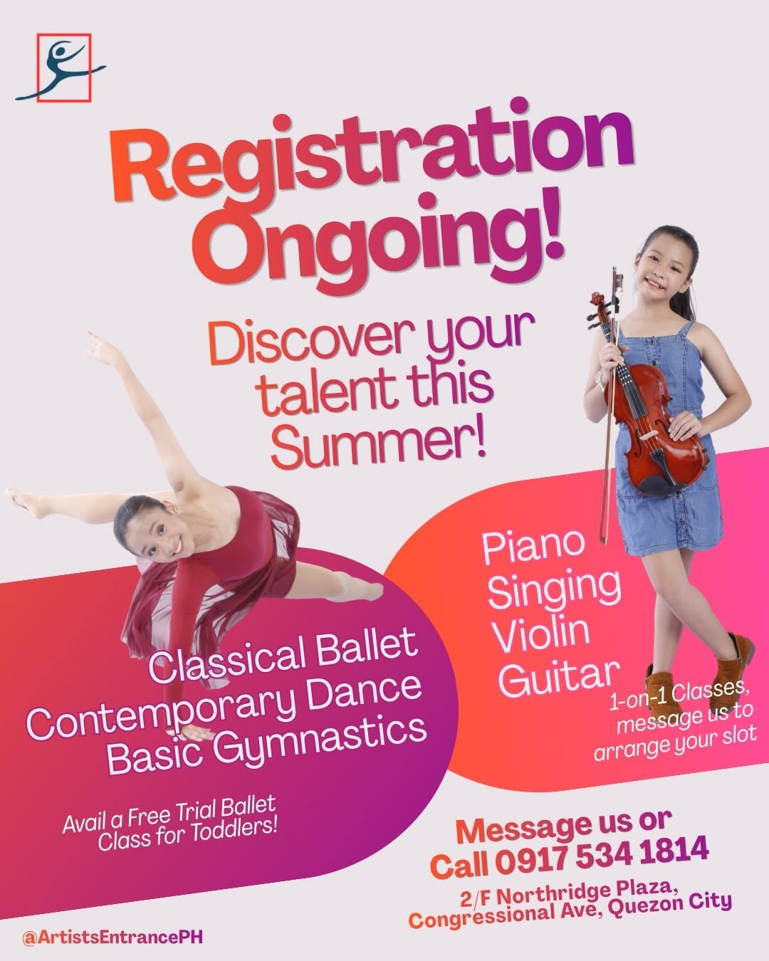 Artists' Entrance PH Summer 2026 Registration Poster