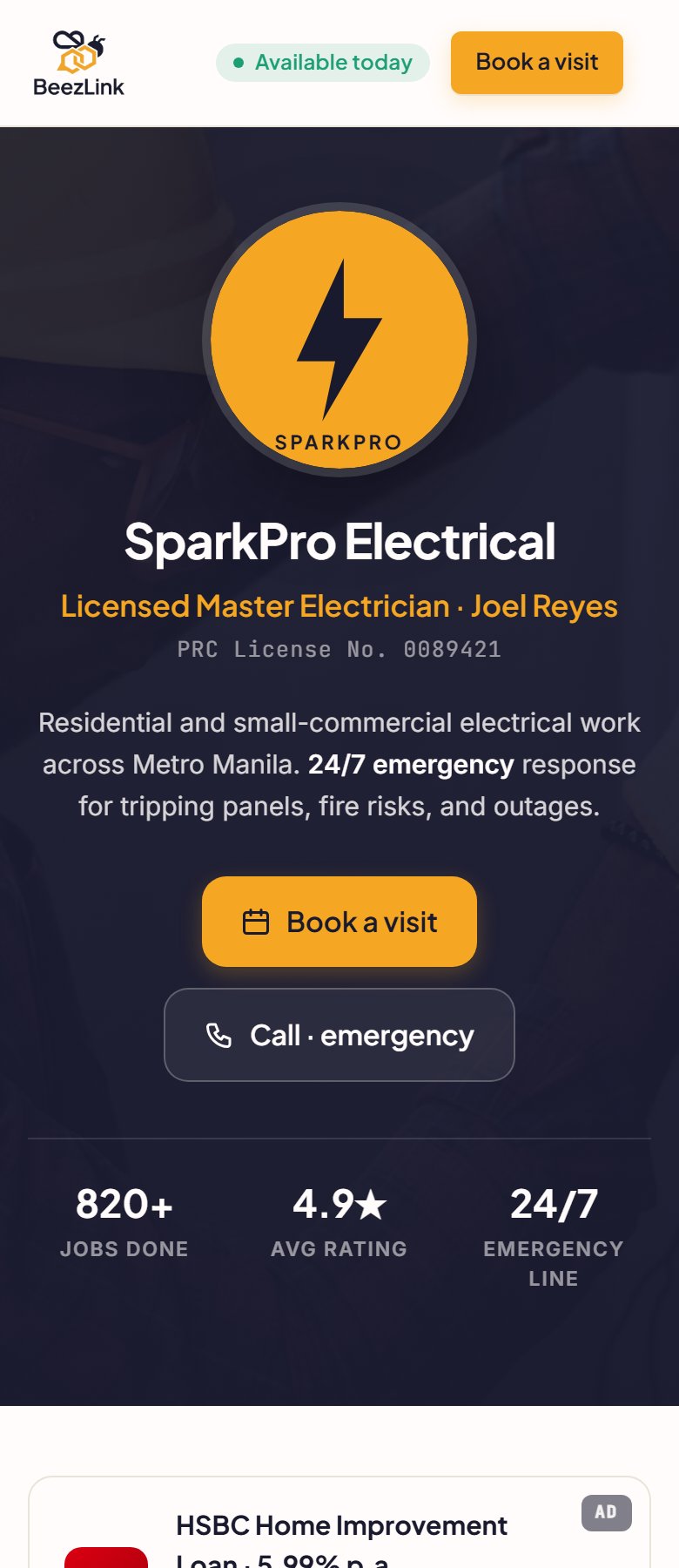 SparkPro Electrical template preview