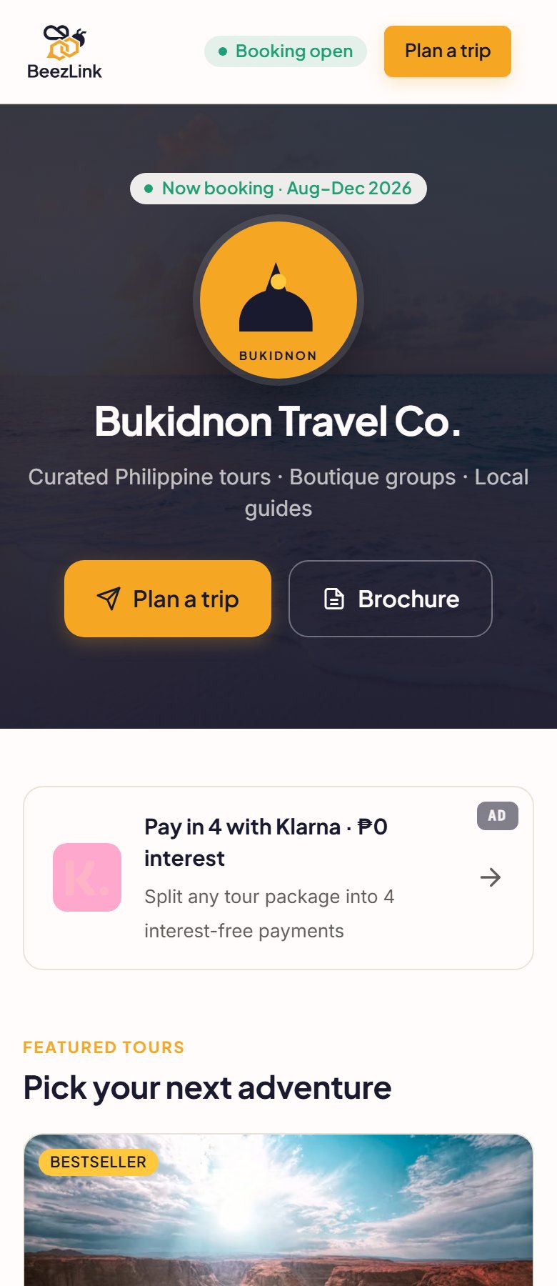 Bukidnon Travel Co. template preview