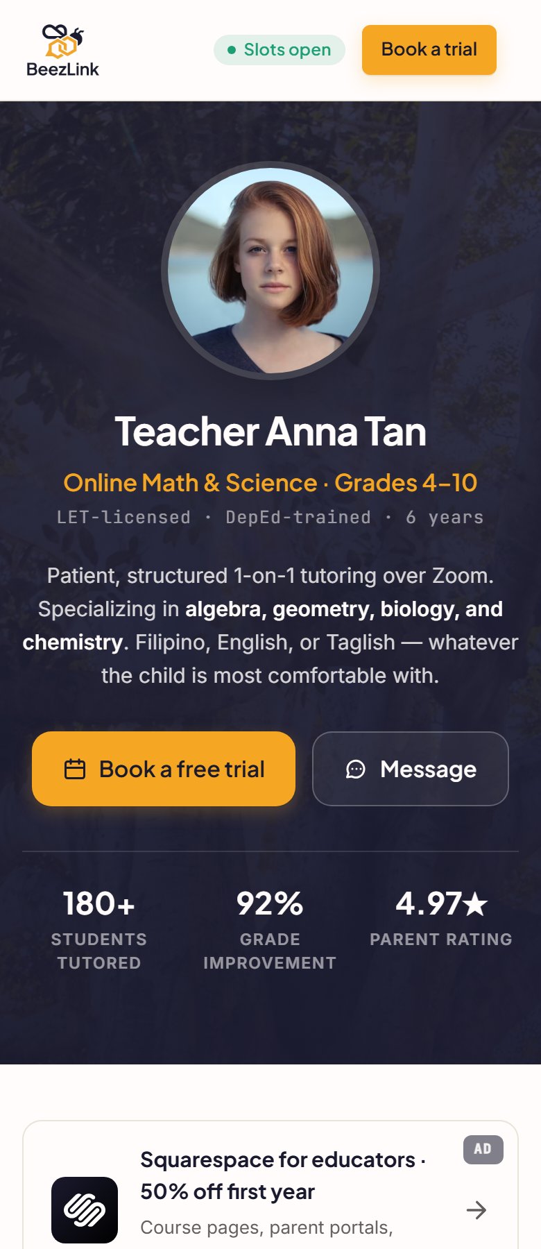 Teacher Anna template preview